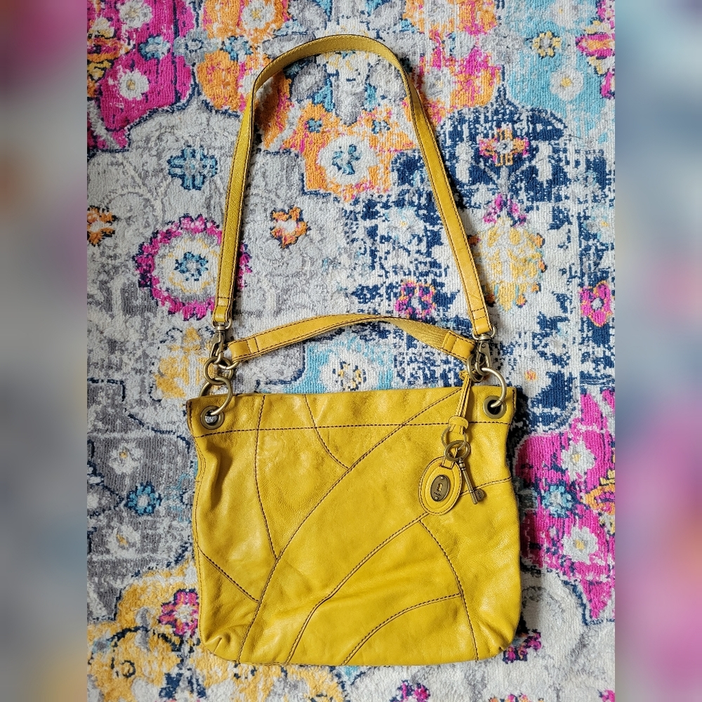 Fossil Yellow Shoulder Bag